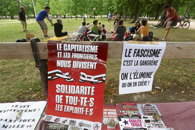 Rassemblement de militants du Bloc antifasciste (BAF) de Nancy, luttant contre le racisme et le fascisme.